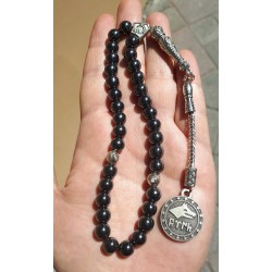 Göktürk "Türk" & Wolf Head Hematite Tesbih | Deri Sitesi Göktürk "Türk" & Wolf Head Hematite Tesbih | Deri Sitesi